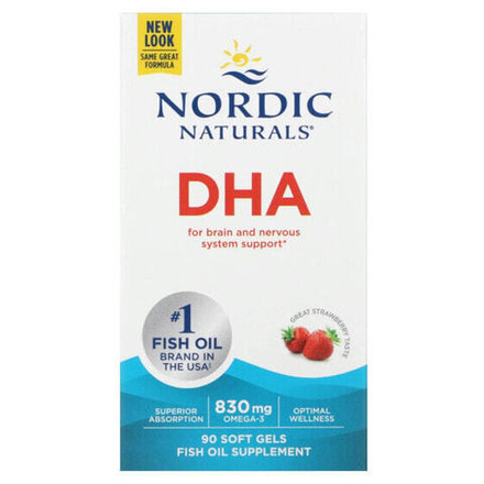 Nordic Naturals, ДГК, клубничный вкус, 90 мягких таблеток