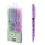 Ручка гелевая пиши-стирай, автоматическая Alingar "Панды", 0,5мм, синяя, игольчатый наконечник, круглый цветной пластиковый корпус, пласт. уп.