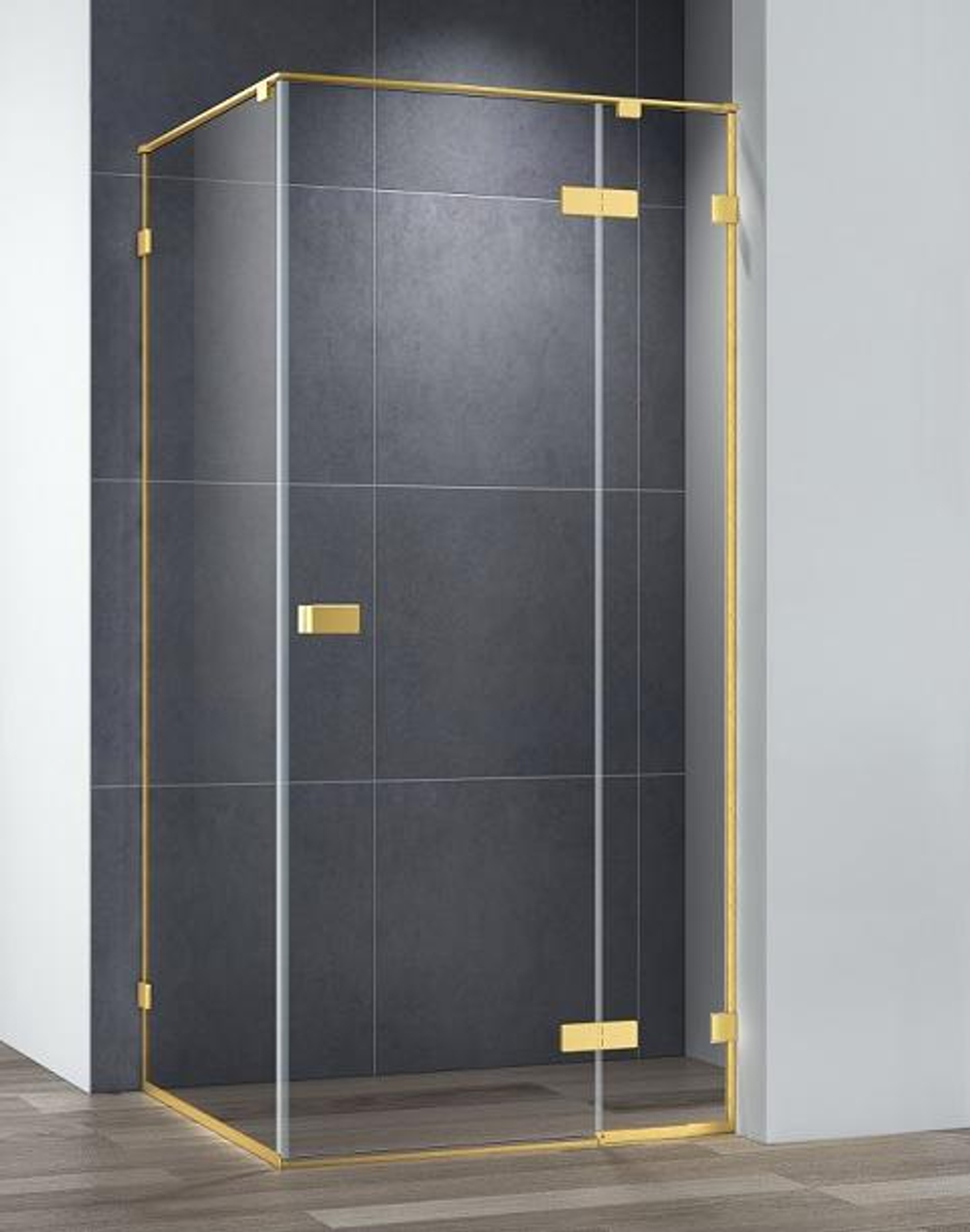 Душевой уголок Cezares BELLAGIO-A-1-100-C-BORO, 100х100х197, профиль брашированное золото, прозрачное стекло