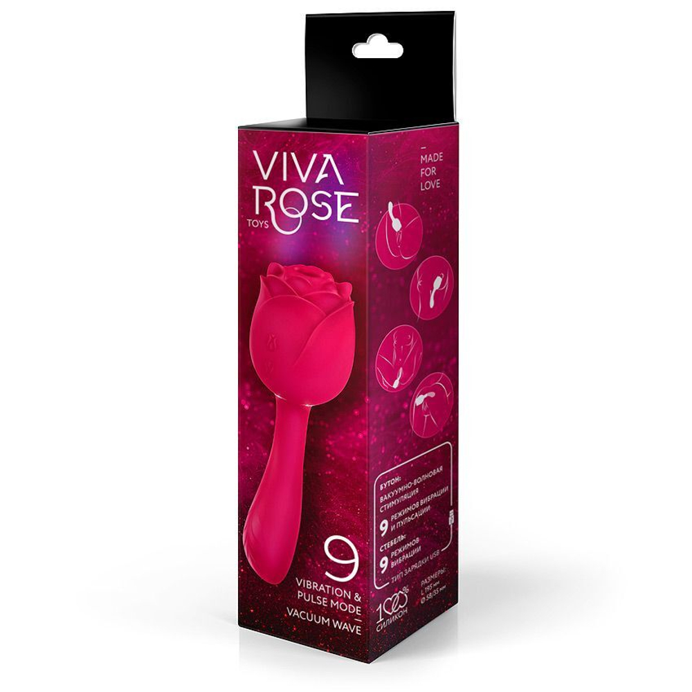 Двусторонний стимулятор Bior toys VIVA ROSE, 19,5 см, вакуум