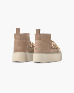 Замшевые полусапоги INUIKII 75204-004 Sneaker Classic Low Platform Beige на меху