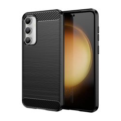 Мягкий чехол черного цвета в стиле карбон для Samsung Galaxy S23 FE, серия Carbon от Caseport