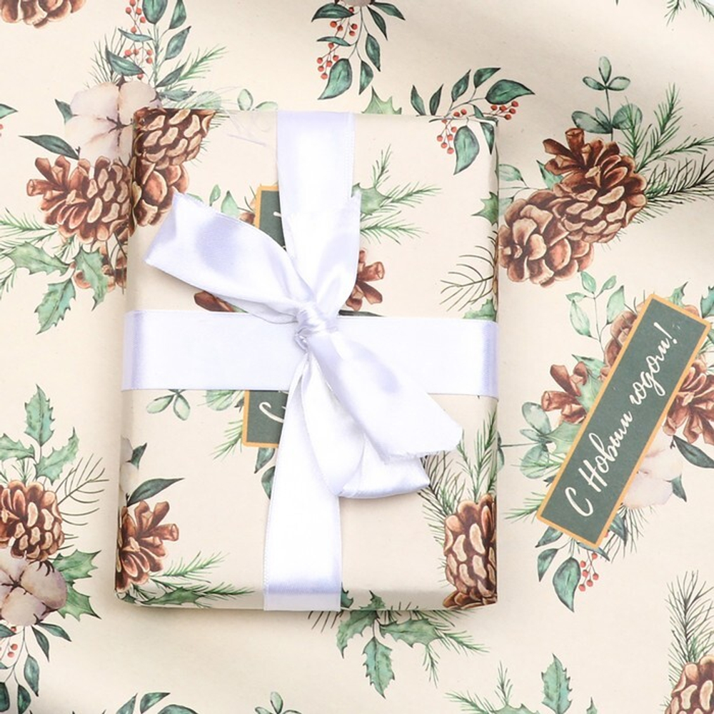 НГ Бумага упаковочная крафт "Шишки"1 лист 70 х 100 см.