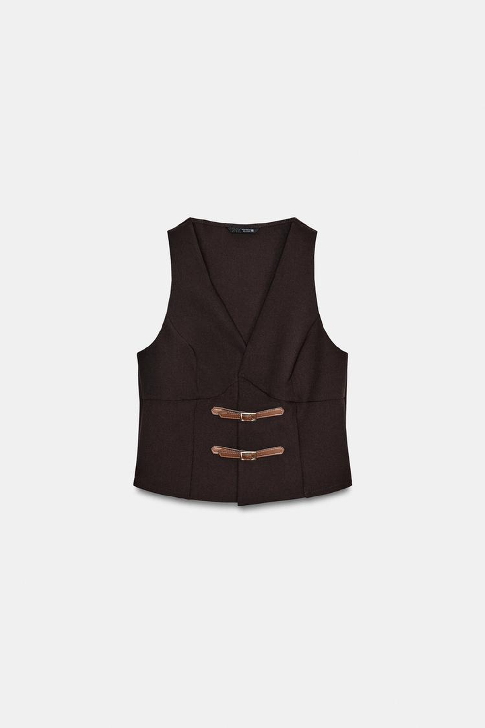 ZARA ТОП С ХЛЯСТИКАМИ, КОРИЧНЕВЫЙ