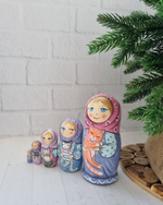 Матрешка детская 5м 12см с котиком