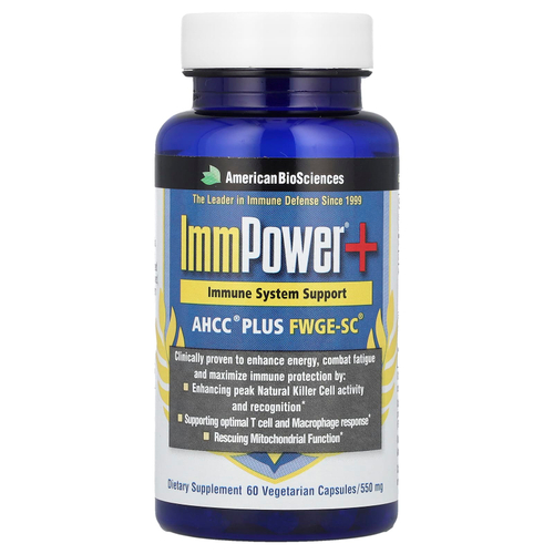 American Biosciences, ImmPower® +, AHCC® Plus FWGE-SC®, 60 вегетарианских капсул