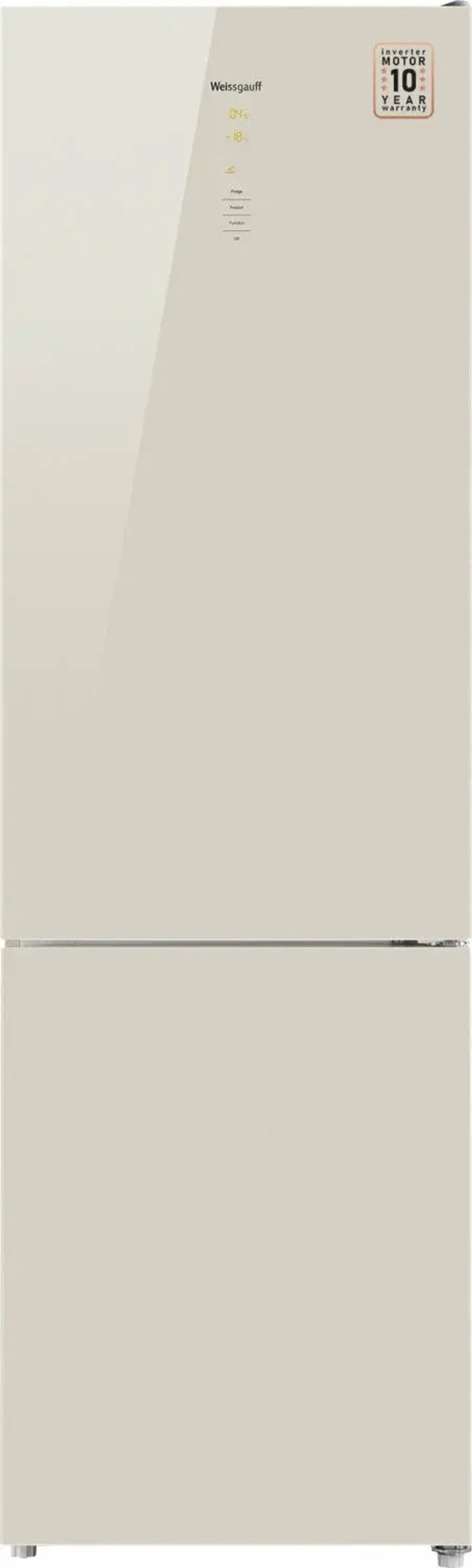 Отдельностоящий холодильник с инвертором Weissgauff WRK 2000 D Full NoFrost Inverter Beige Glass (431609)