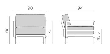 Кресло пластиковое с подушками Maximo Poltrona цвет терра/корица