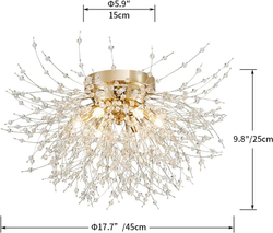 Люстра потолочная Lanbos, 6 LED ламп G9, до 90 Вт, до 15 кв м, золотая