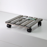 Подставка для цветов, 30х30х7, Флорэль, круглая на колесиках, этажерка, напольное, на подоконник, полка, из массива дерева, серый, Dipriz