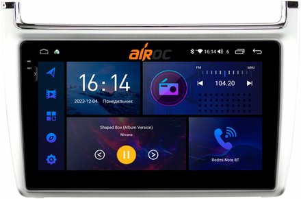 Магнитола для Volkswagen Polo 2009-2020 (черный/серебро) - AIROC 2K RI-3707 Android 12, QLed+2K, ТОП процессор, 8/128Гб, CarPlay, SIM-слот