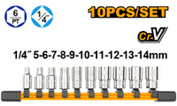 Набор головок 1/4" 10 шт. INGCO HKTS14103 INDUSTRIAL