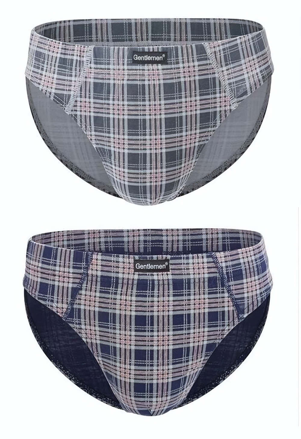 Набор из двух трусов-слипов в клетку (Размер: XXL) (Цвет: синий с серым)