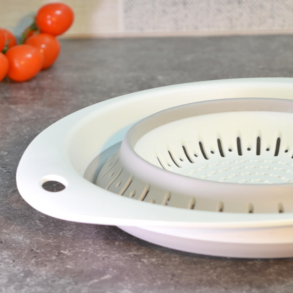 Дуршлаг 2л круглый складной "Zoom", светло-бежевый