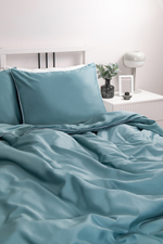 MOON Комплект постельного белья, сатин серо-бирюзовый