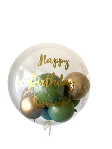 Шар-сфера Баблс (deco-bubbles) с шарами и надписью