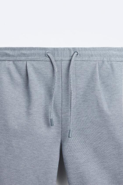 ZARA ШОРТЫ КОМФОРТНОЙ ПОСАДКИ, СИНИЙ С МЕЛАНЖЕВЫМ ЭФФЕКТОМ