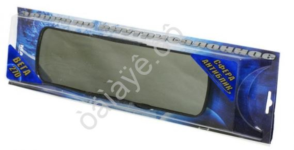 Зеркало салона на скобе пласт 270мм*70мм Вега сферическое, антиблик 17045 (бл)