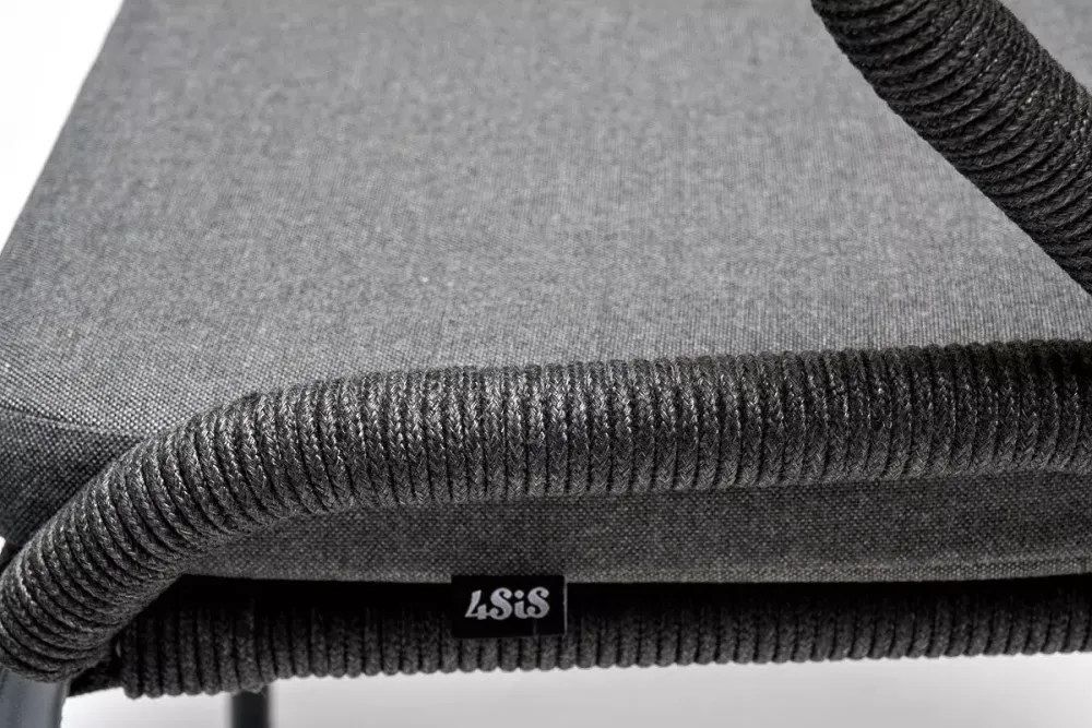 "Венето" обеденная группа на 6 персон со стульями "Милан", каркас темно-серый, роуп темно-серый