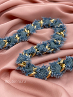 Тесьма цепь золотистая с джинсой