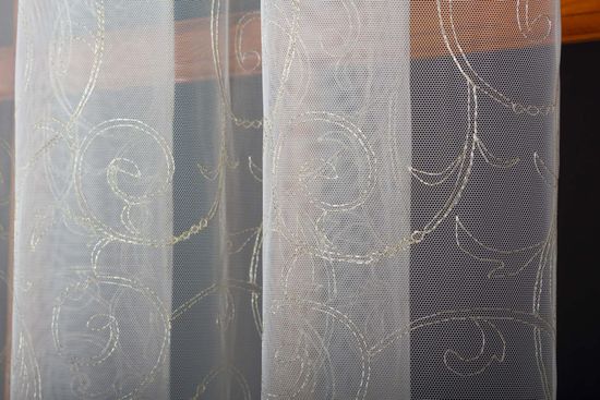 Микросетка с вышивкой Вензель (золото)