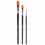Кисти художественные BRAUBERG ART CLASSIC, набор 3 штуки, синтетика (круглая № 2, плоские № 8, 12), 200944