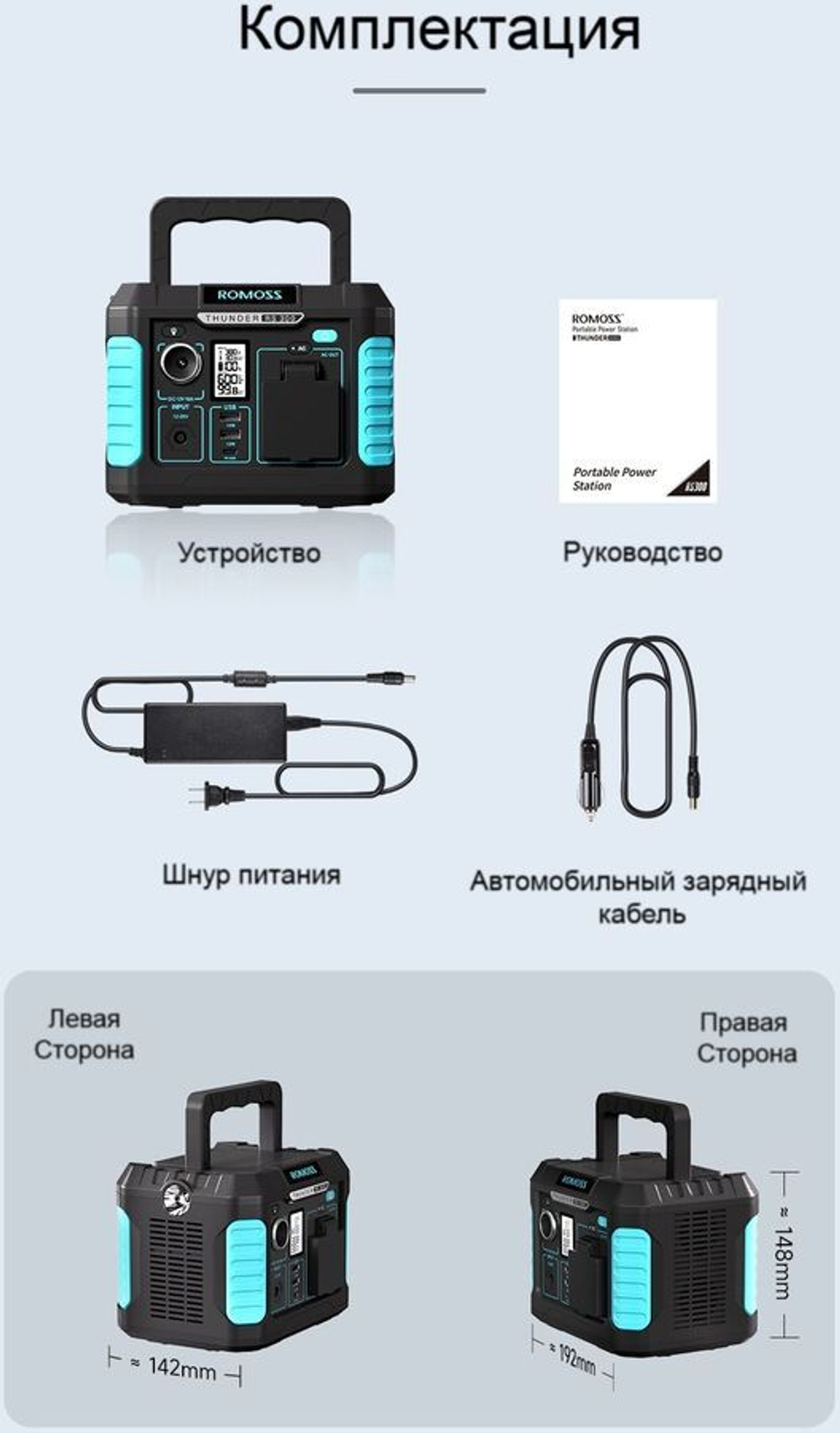 Портативная электростанция Romoss RS300, 300 Вт