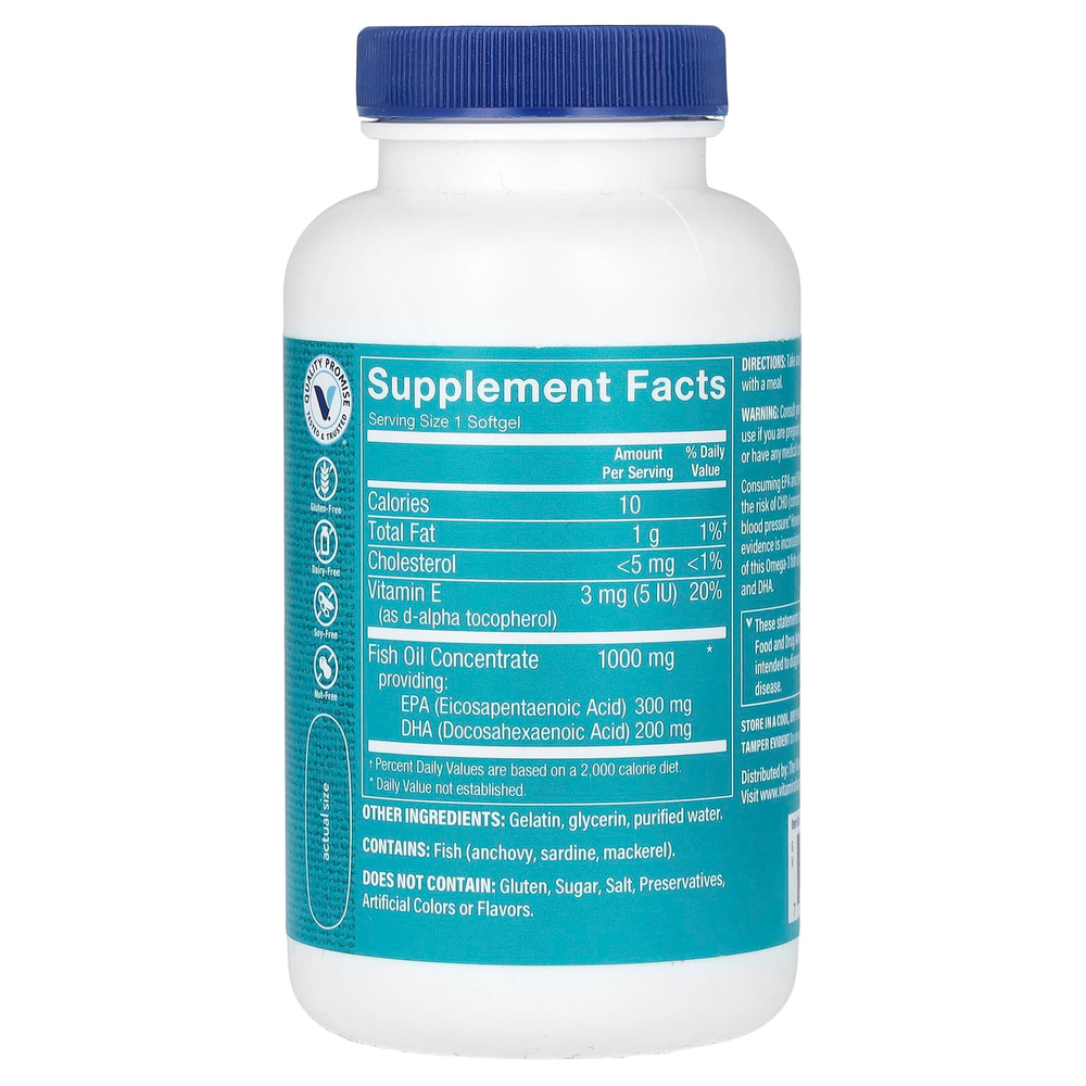 The Vitamin Shoppe, рыбий жир с омега-3, 120 мягких таблеток