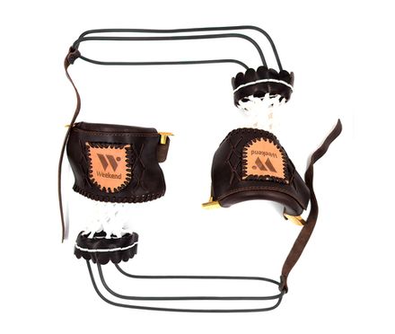 Комплект луз с выкатом RU-M4, скоба - латунь (лен, коричневая кожа, комбинированная) плетенка "Крест" с логотипом