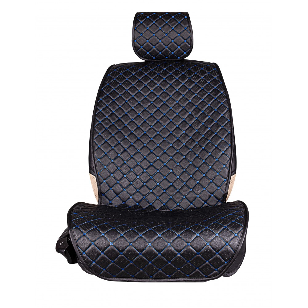 Накидки сидений ПОЛНЫЙ Coolpart MAXIMAL (кт11пр) - JJ-30-BLBLU - Эко-кожа Квадрат черный/ шов синий