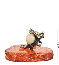 Народные промыслы AM-1850 Фигурка «Мышь-ушастик» (латунь, янтарь)