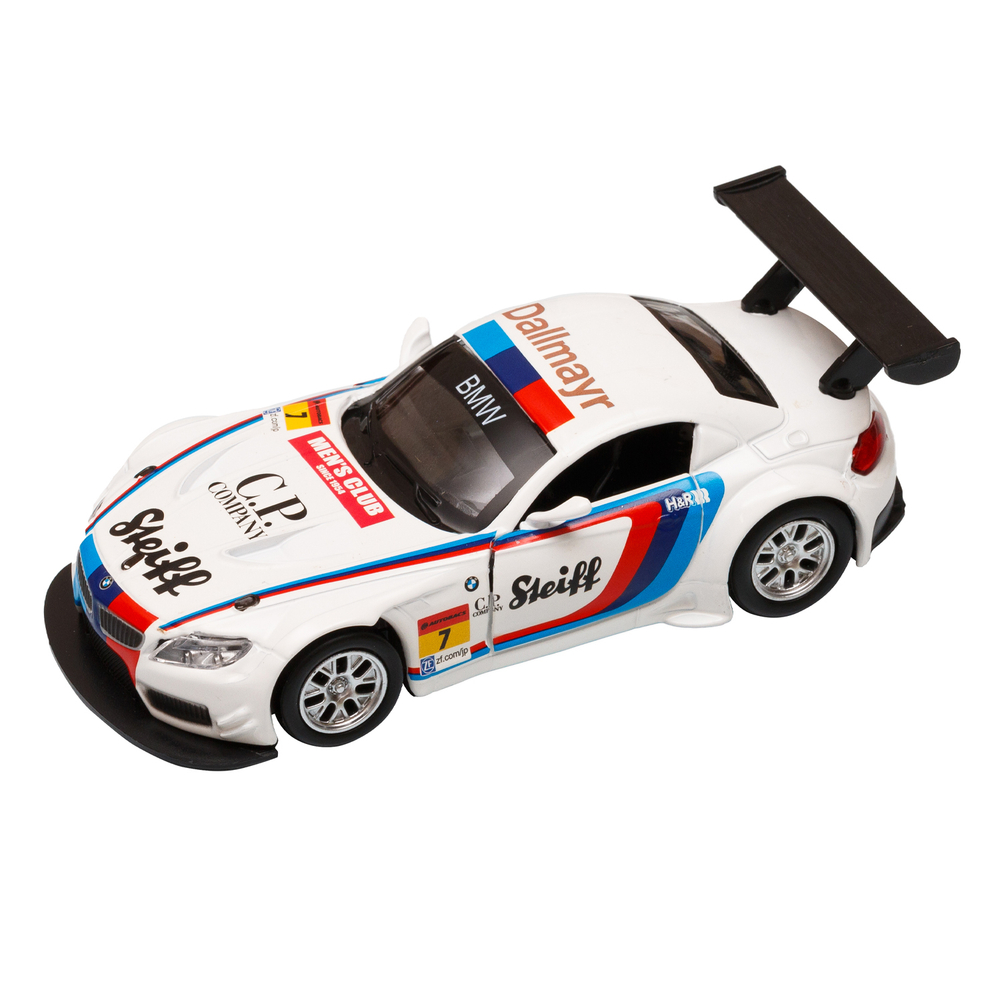 Модель 1:38  BMW Z4 GT3, белый, инерция, откр. двери