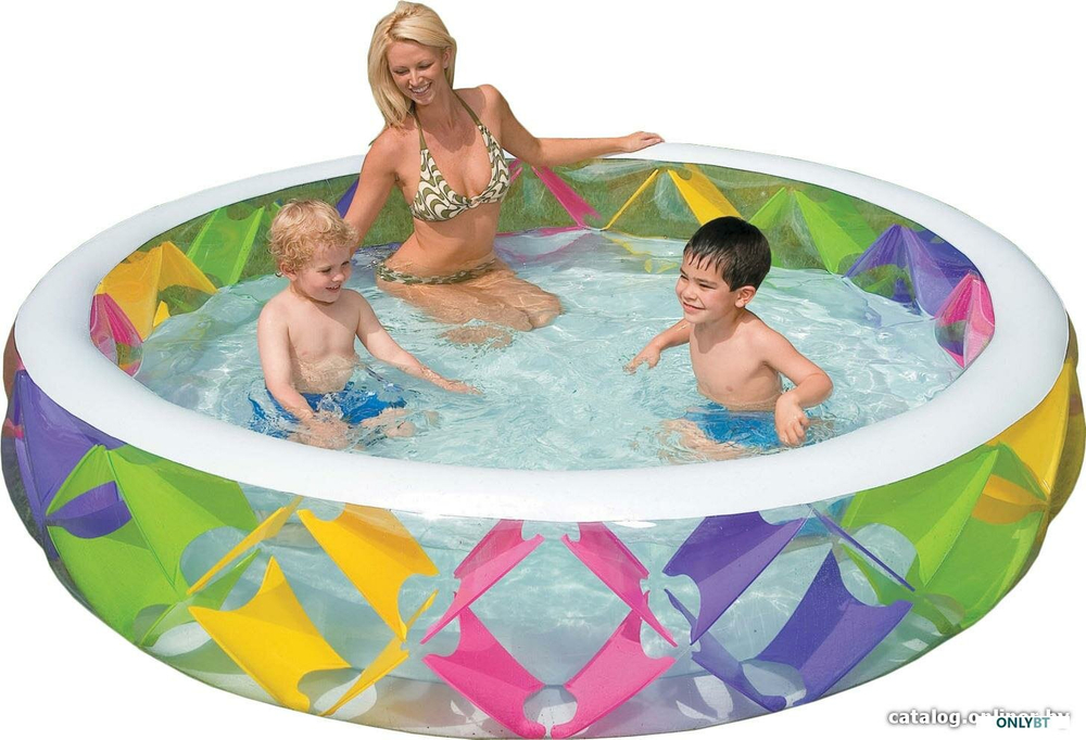 Бассейн надувной Intex 56494 Summer Joy 229х56 см / Круглый трехсекционный бассейн Летняя Радость Интекс для дачи и отдыха