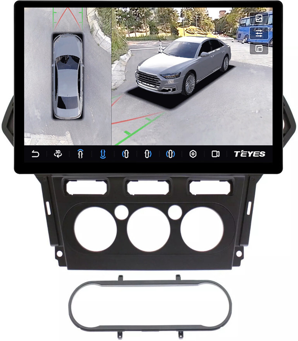Магнитола для Ford Mondeo 4 2010-2014 - Teyes CC3-2K-360 монитор 13" 2K QLED на Android 10, 6Гб+128Гб, CarPlay, 4G SIM-слот, 4 камеры в комплекте