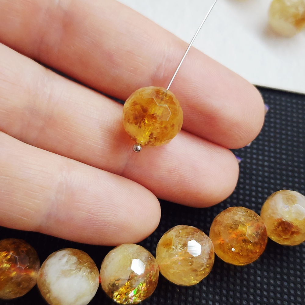 Цитрин, бусина шар 12мм, огранка, штучно