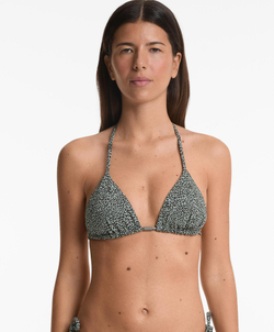 OYSHO Топ бикини с треугольными чашками и принтом, светлый хаки