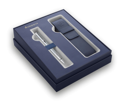 Подарочный набор Шариковая ручка Waterman Perspective, цвет: Silver CT, стержень Mbue с чехлом