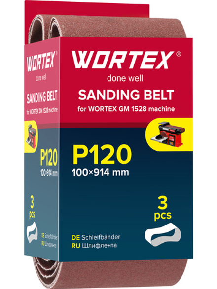 Шлифлента 100x914 мм P120 бесконечная 3 шт. для станка WORTEX GM 1528