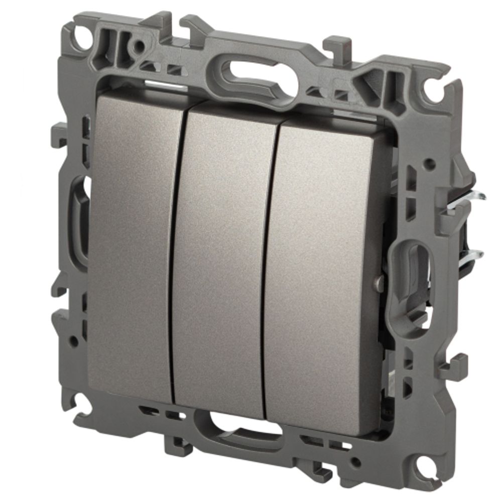 Выключатель ЭРА Серия 12 12-1107-16 тройной, 10АХ-250В, титан | ЭРА 12 Титан