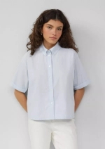 Хлопковая блузка в тонкую полоску | QS x Debi Flug s.Oliver