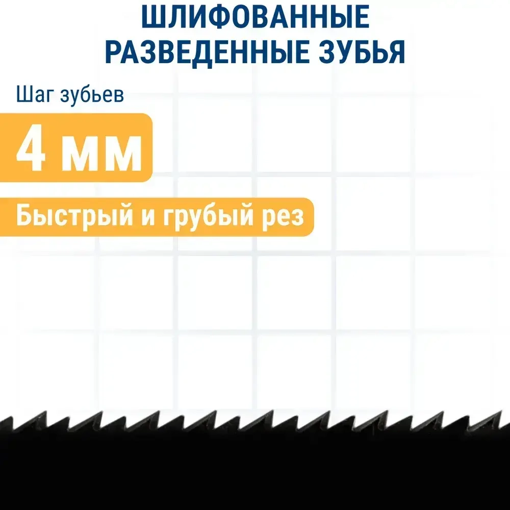 Пилки для лобзика по дереву, ДСП ПРАКТИКА тип T744D 180 х 155 мм, быстрый рез, HCS (2шт.)