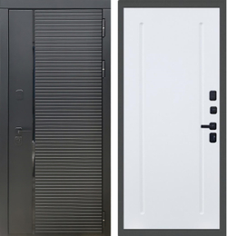Входная металлическая дверь Рекс 30 Кварц черный / ФЛ-68 Лайн Силк сноу (белый матовый, без текстуры)