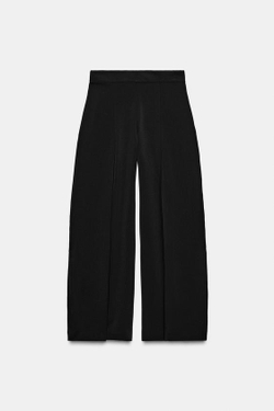 ZARA БРЮКИ WIDE LEG С ЗАЩИПАМИ — ZW COLLECTION, ЧЕРНЫЙ
