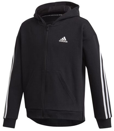 Кофта для девочки теннисная  Adidas 3 Stripes Full-Zip Hoodie - black/white