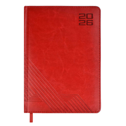 Ежедневник датированный 2026 ESCALADA, А5, 176 л., арт. 70222/ 15 САРИФ КРАСНЫЙ (кожзам: 146x211 мм, твёрдый переплёт с поролоном, материал обложки: искусственная кожа "Сариф"; декор: блинтовое тиснение; способ крепления блока: ниткошвейный; вн. блок