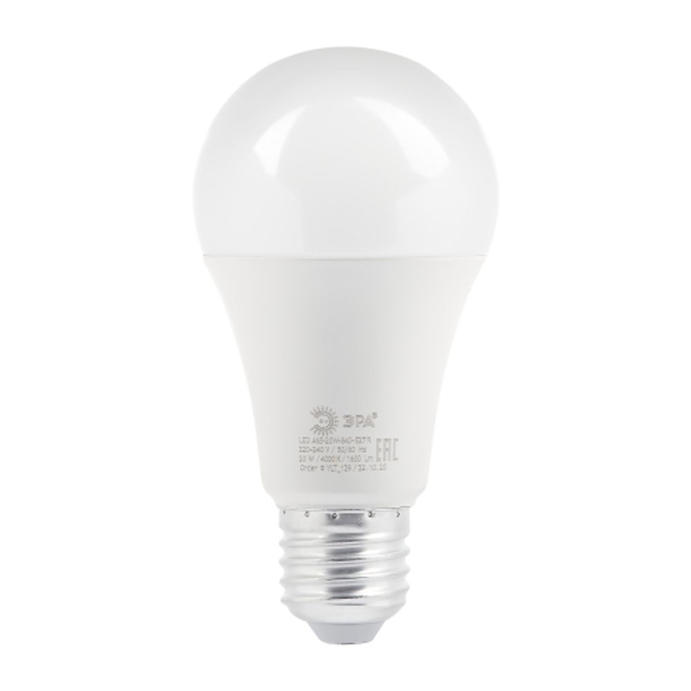 Лампа светодиодная ЭРА RED LINE LED A65-20W-840-E27 R 20Вт груша нейтральный белый свет Е27 | Лампы cветодиодные Груша (A)