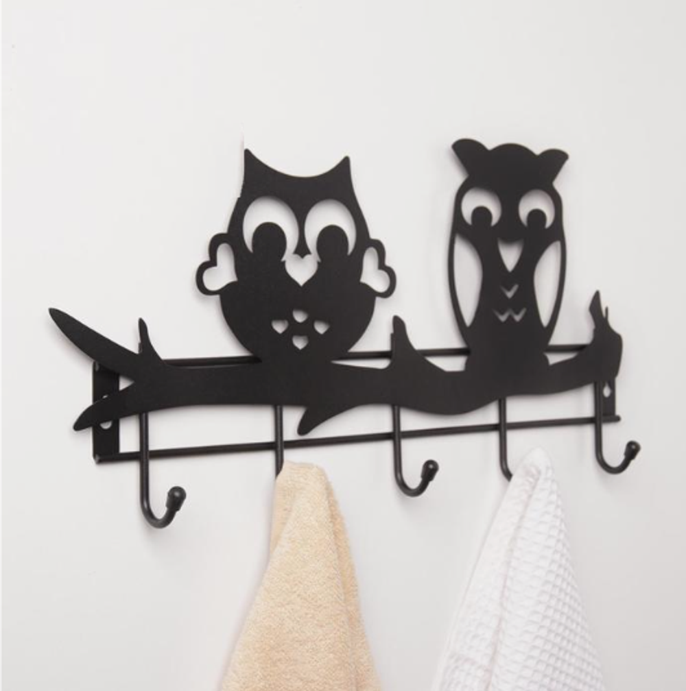 ВЕШАЛКА НАСТЕННАЯ СОВЫ 5 КРЮЧКОВ ЧЕРНЫЙ ВС52