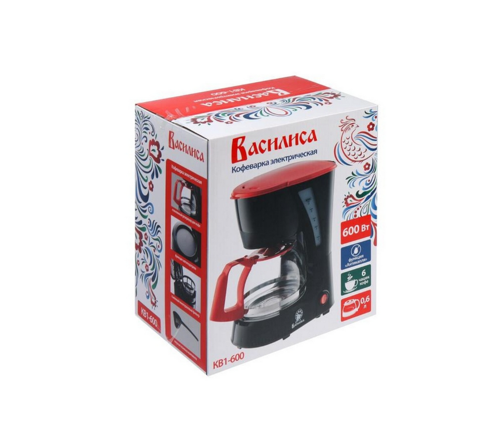Кофеварка Василиса черный с красным КВ1-600