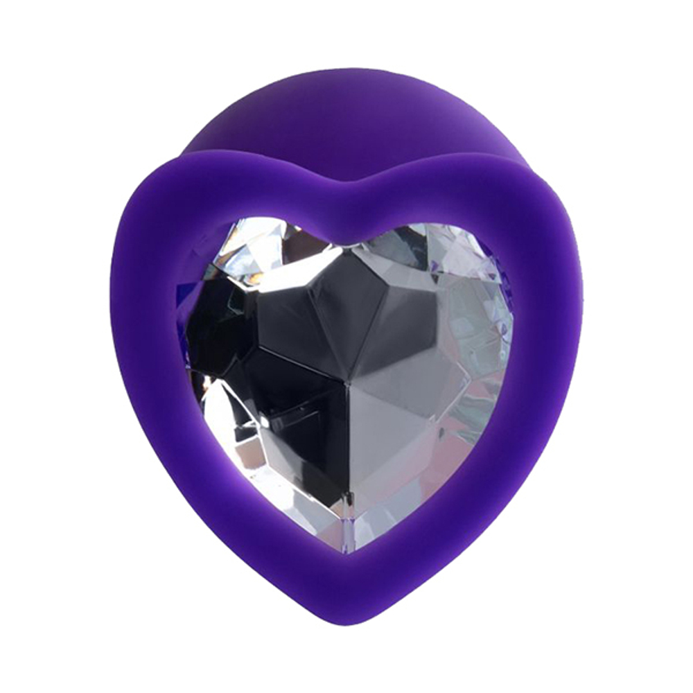 Фиолетовая анальная втулка 8см с прозрачным кристаллом ToyFa ToDo Diamond Heart 357026