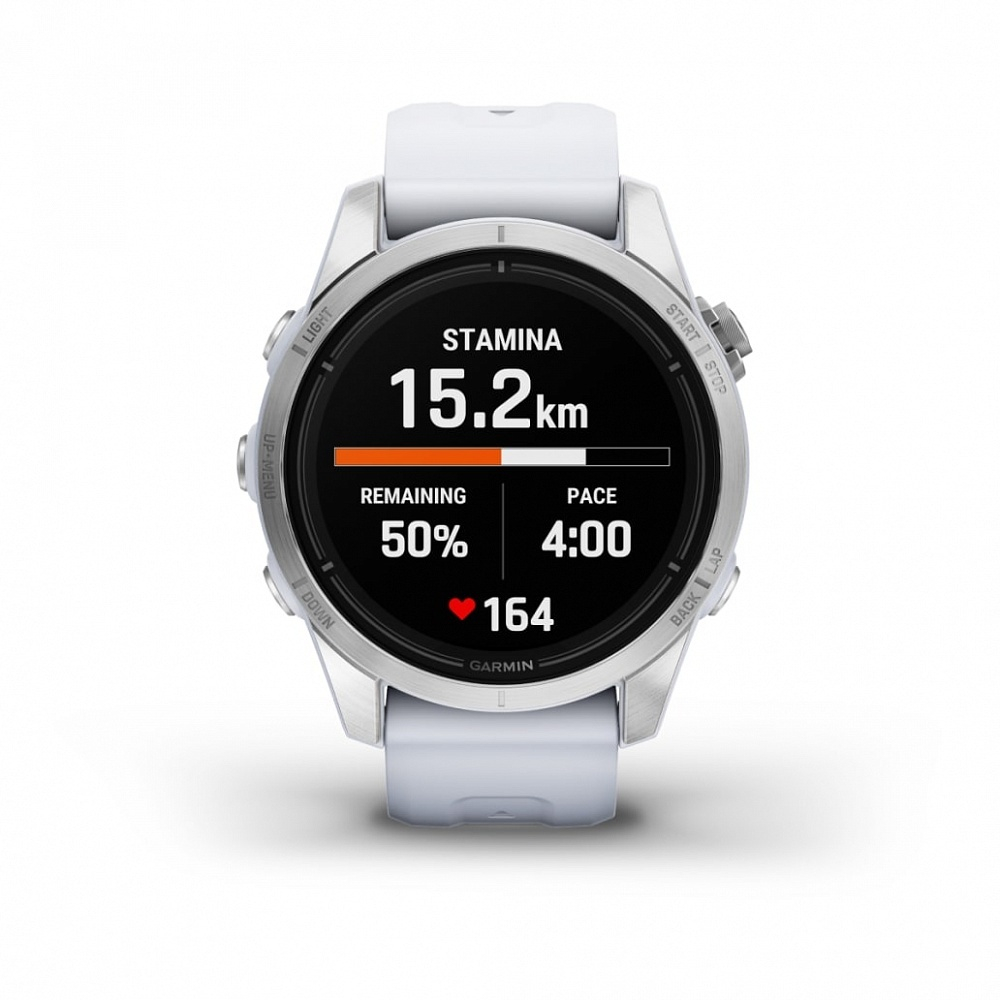 Смарт часы Garmin Epix Pro (Gen 2) Standard Edition 42 мм, серебристый корпус, белый ремешок